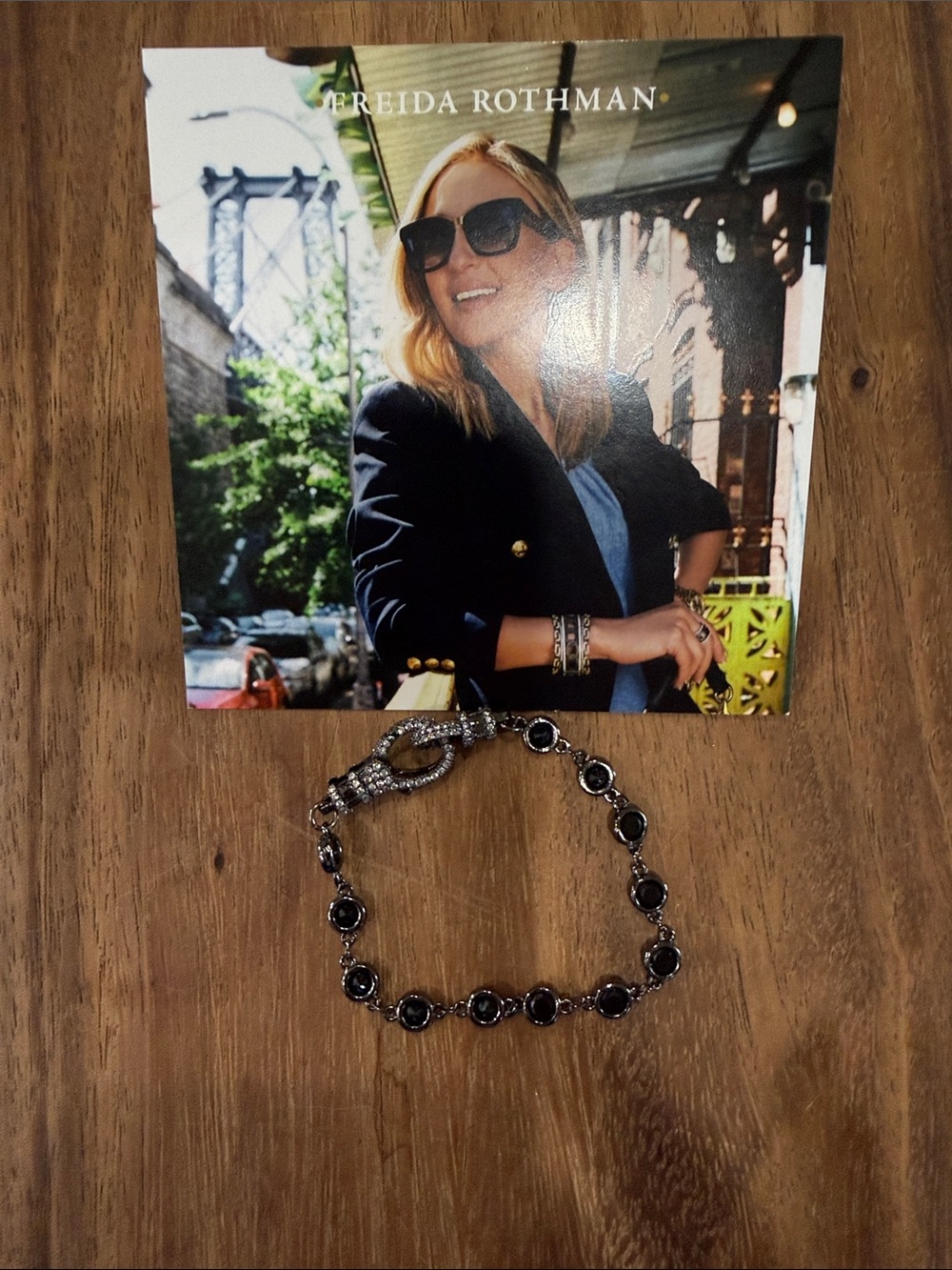 Freida Rothman Black Crystal Link Bracelet